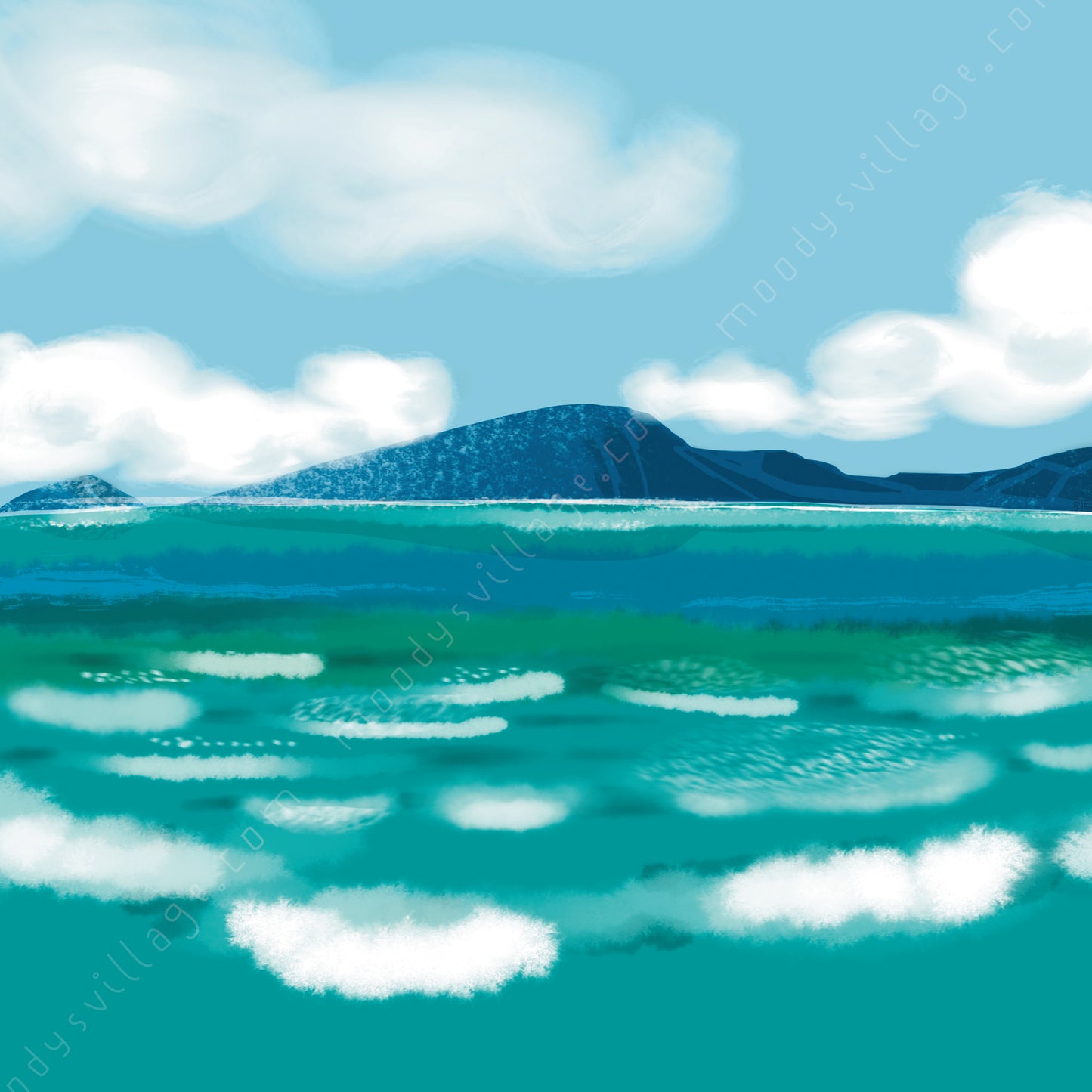 ทะเลในวันฟ้าใส (The Sea On A Bright Day) 8x8" Square